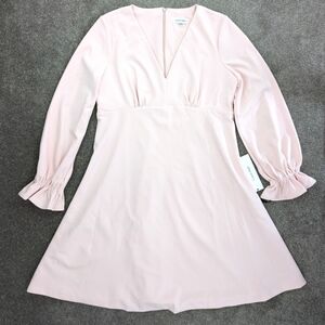 Calvin Klein Plus Womens Ruffle sleeve V-neck Sheath Dress Size 14